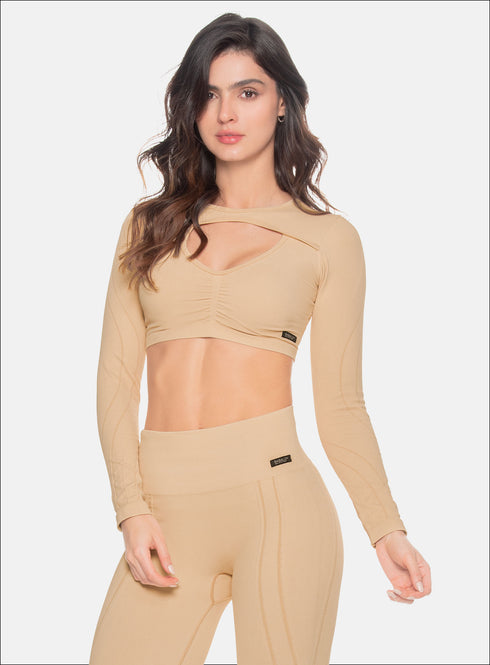 Top Deportivo Manga Larga Sin Costuras Babalú® Beige Unitalla 109313